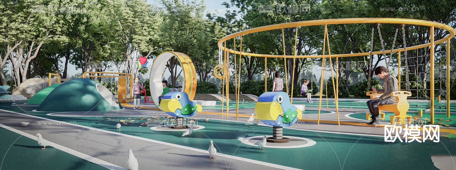现代儿童游乐区su模型下载（渲染图3）