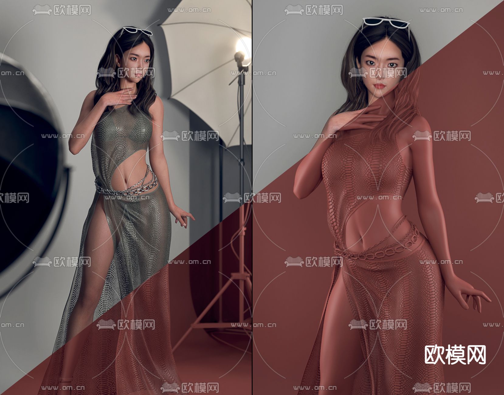 现代女性人物模特3d模型