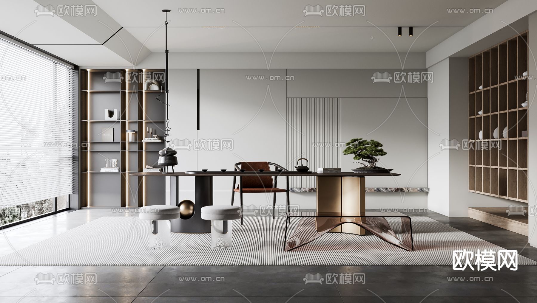 新中式茶室3d模型下载