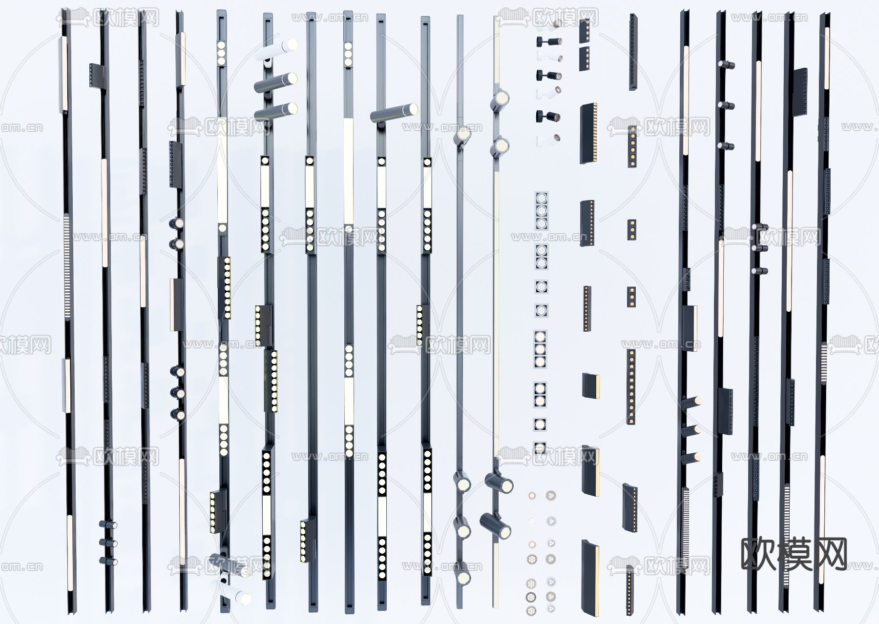 现代磁吸射灯轨道灯su模型下载（渲染图1）