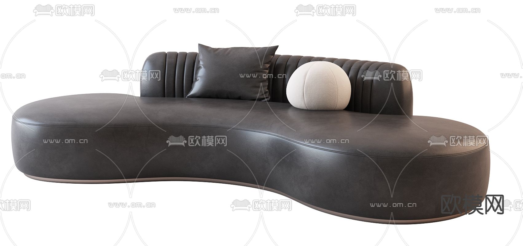 现代黑色弧形沙发3d模型下载（渲染图3）