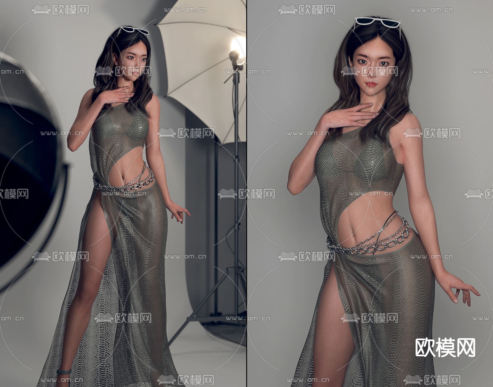 现代女性人物模特3d模型