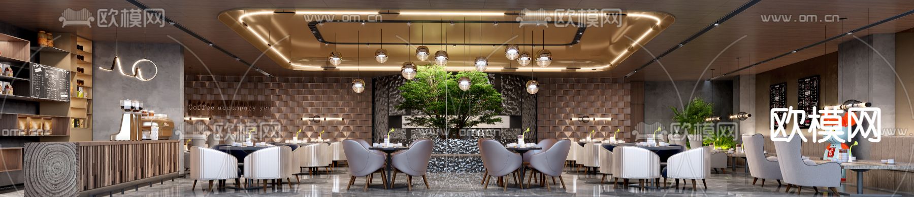 现代咖啡厅3d模型下载（渲染图2）
