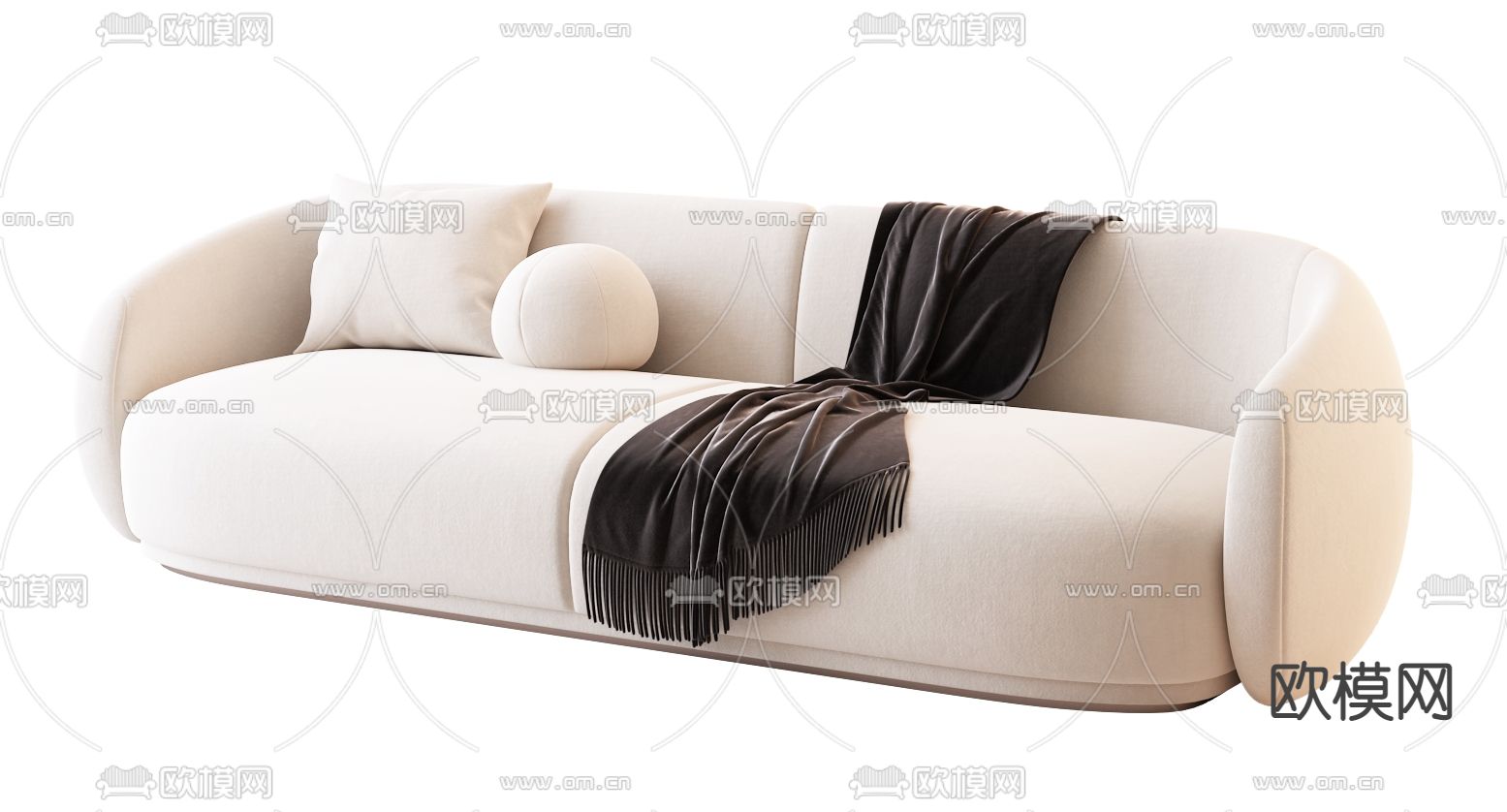 现代黑色弧形沙发3d模型下载（渲染图2）