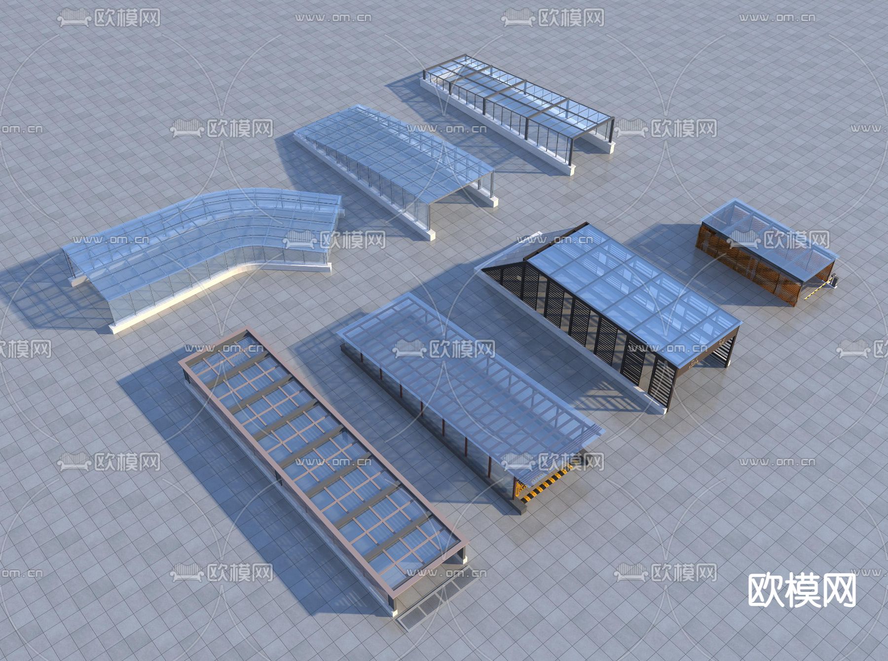 现代地下车库出入口3d模型下载