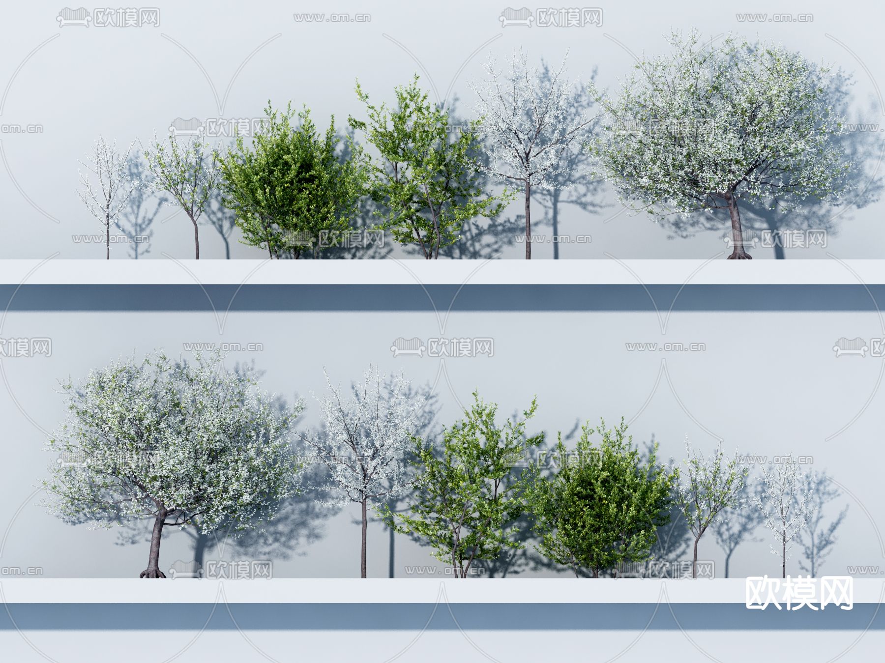 现代乔木景观树组合3d模型下载_ID12107772_3dmax免费模型-欧模网