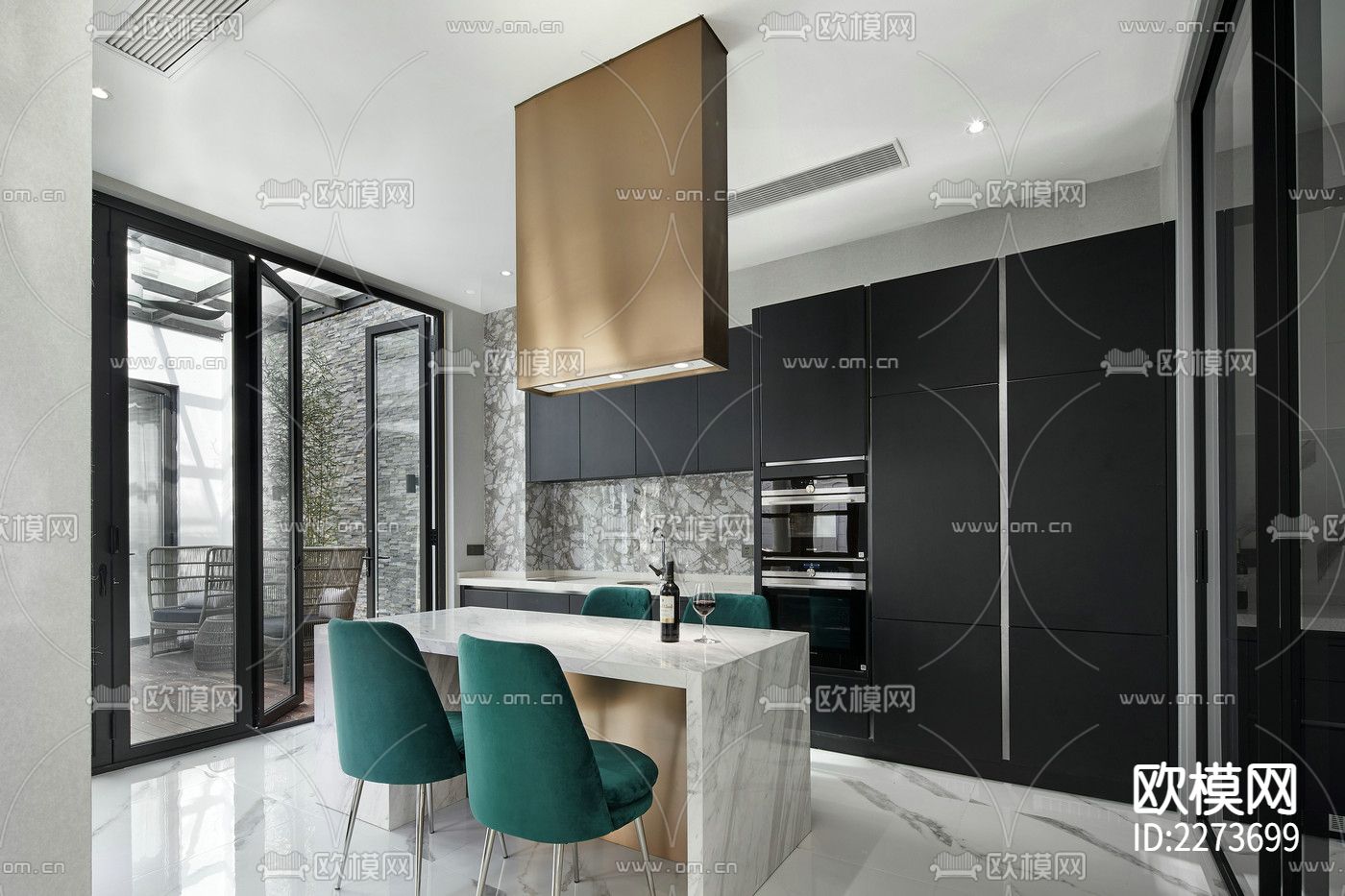 800㎡复式别墅CAD施工图下载（渲染图2）