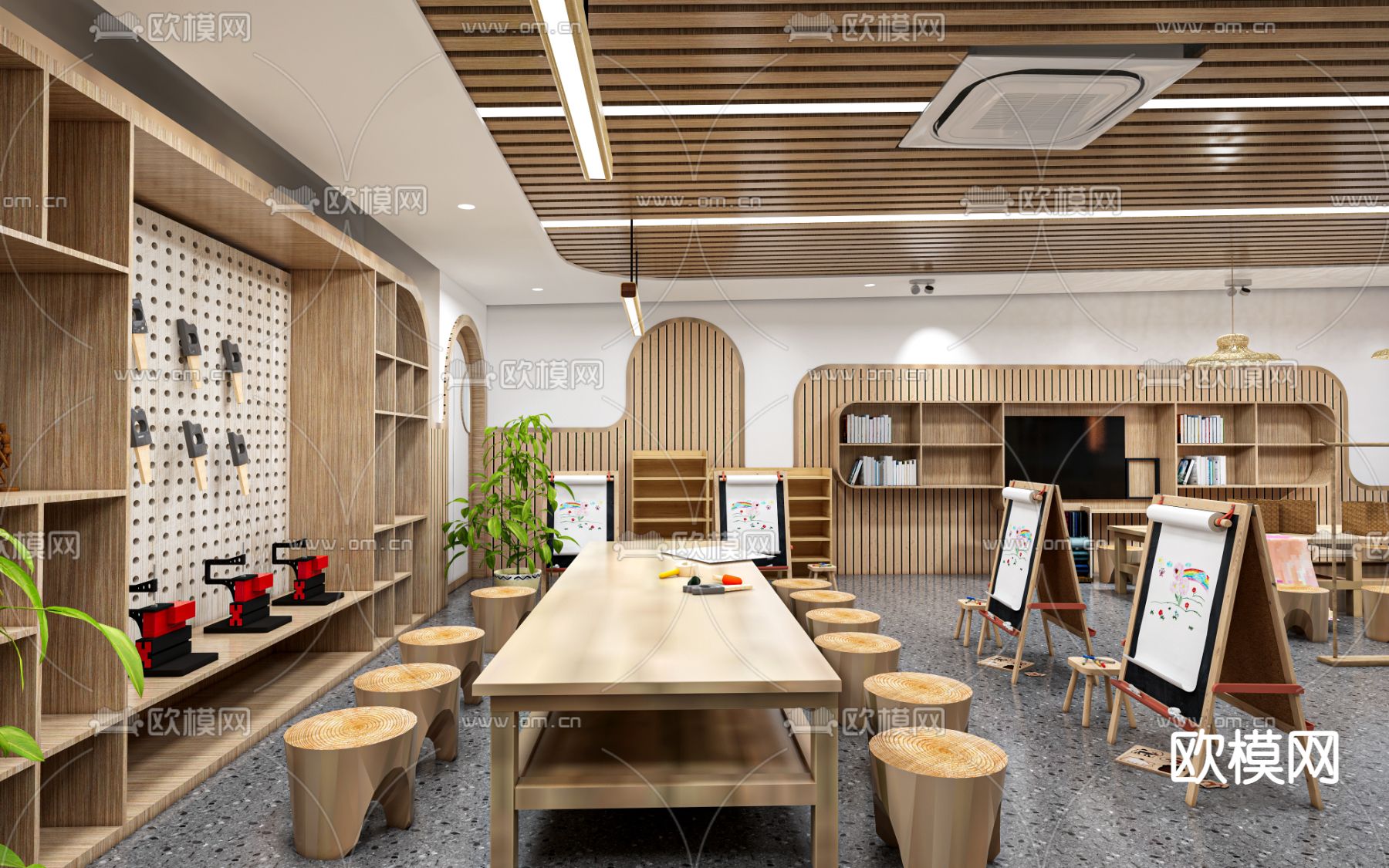 现代手工教室su模型下载（渲染图1）