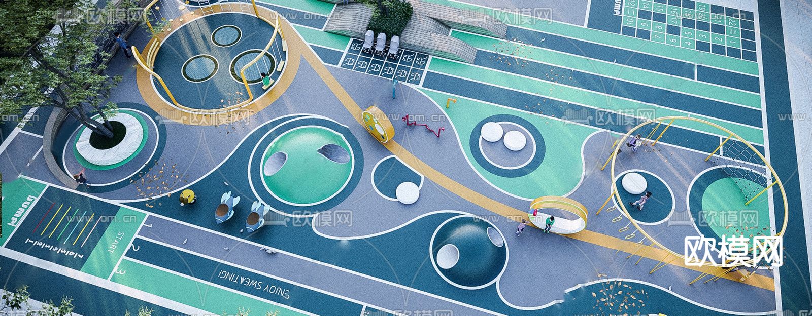 现代儿童游乐区su模型下载（渲染图4）