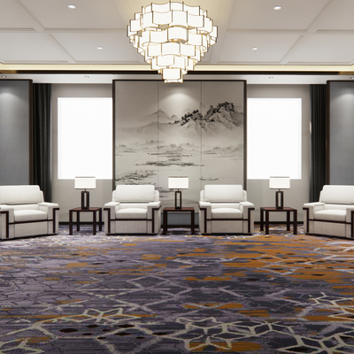  新中式接待室su模型 