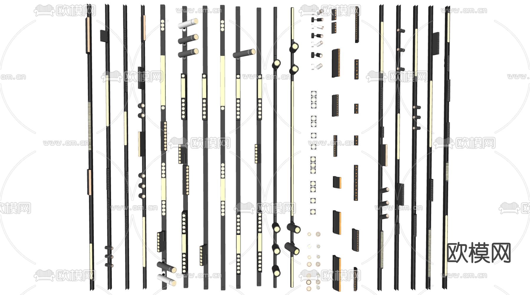 现代磁吸射灯轨道灯su模型下载（渲染图2）