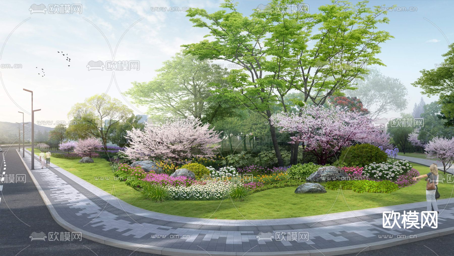 现代道路桥梁景观psd下载