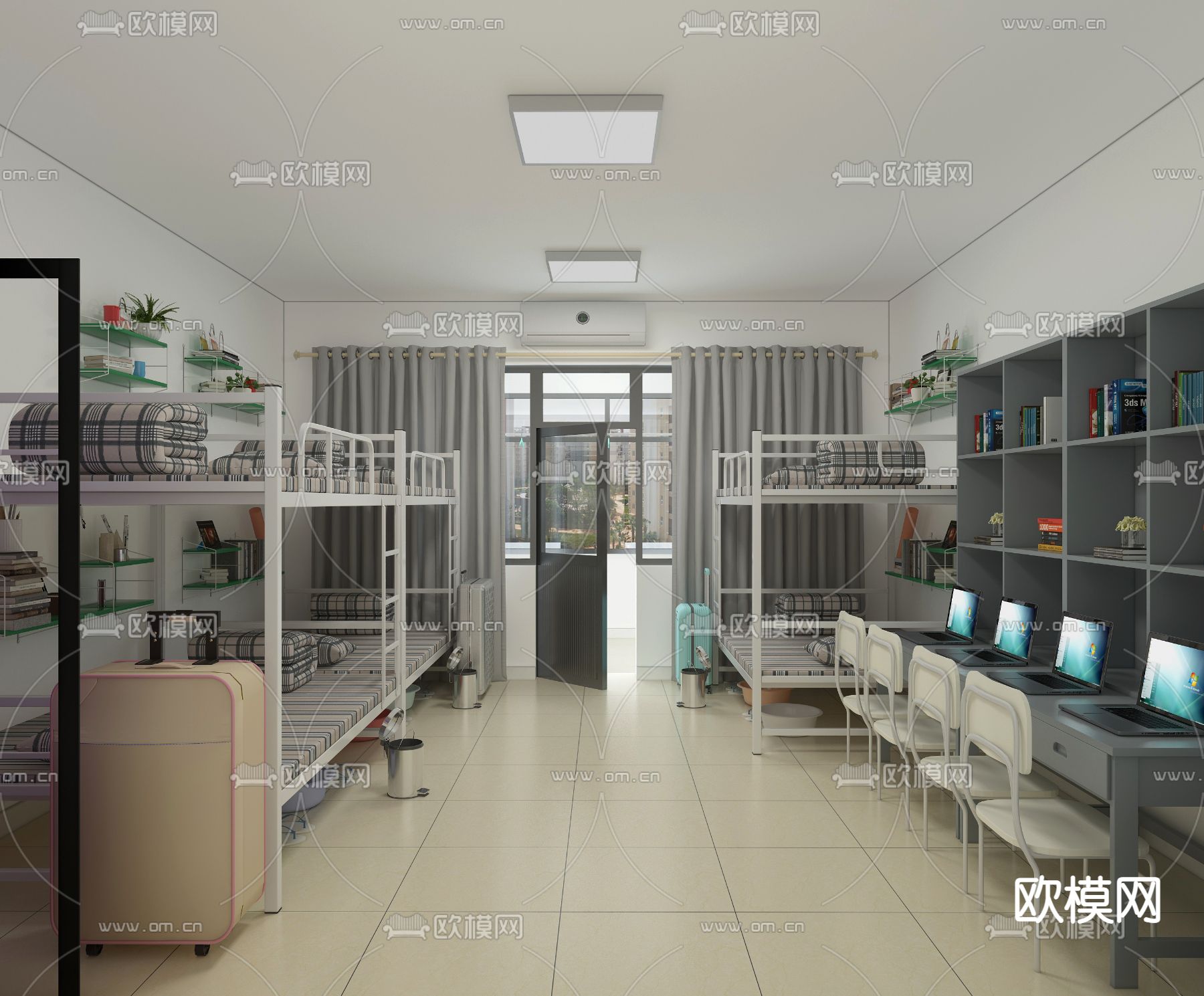 现代学校学生宿舍3d模型下载