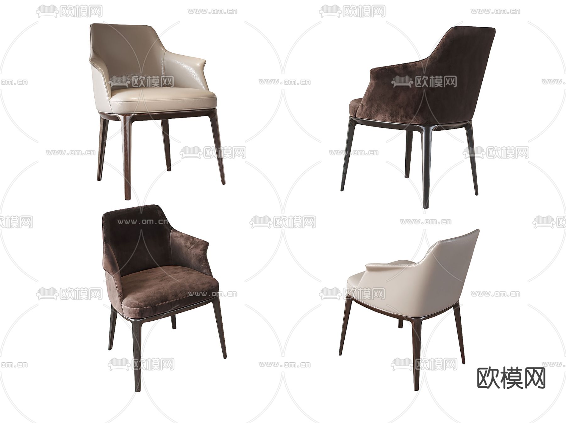 poliform 米白色单椅子3d模型下载