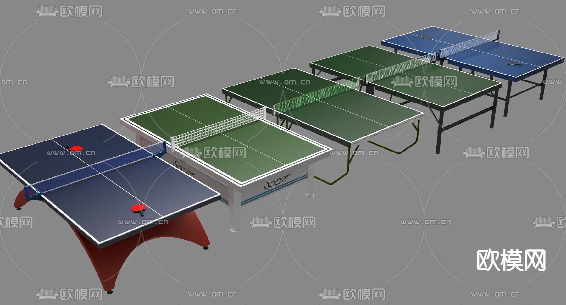 现代乒乓球桌3d模型下载