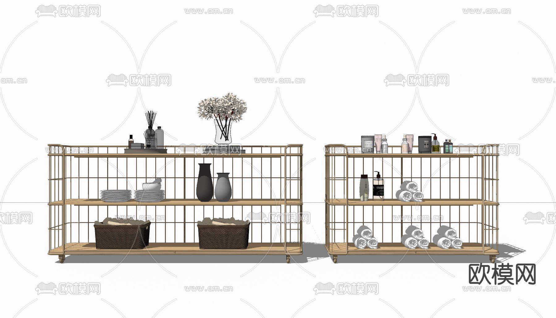 北欧置物架su模型下载（渲染图1）