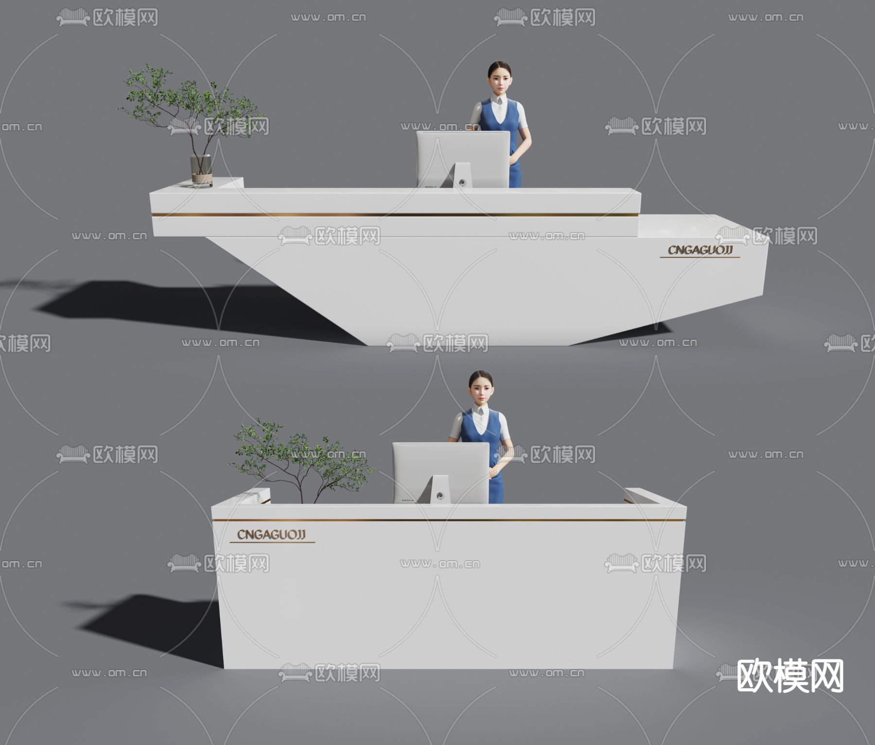 现代前台接待台吧台收银台3d模型下载