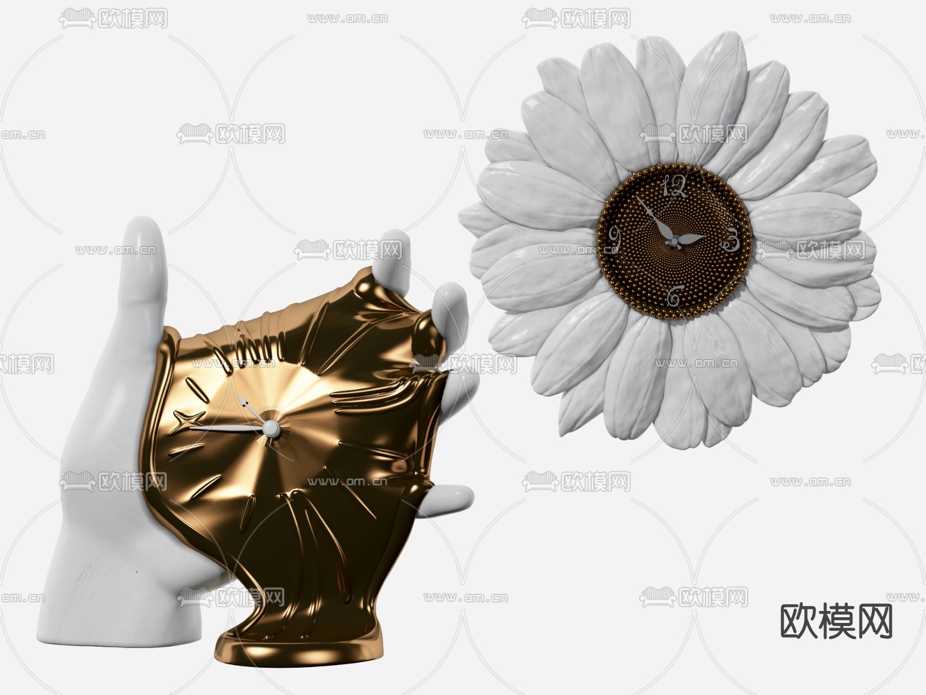 现代艺术挂钟时钟3d模型下载