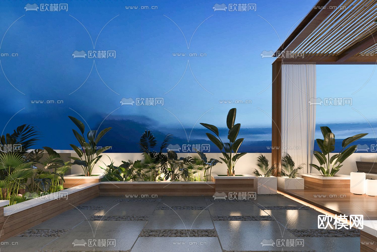 现代屋顶花园su模型下载_ID12103167_sketchup模型下载-欧模网