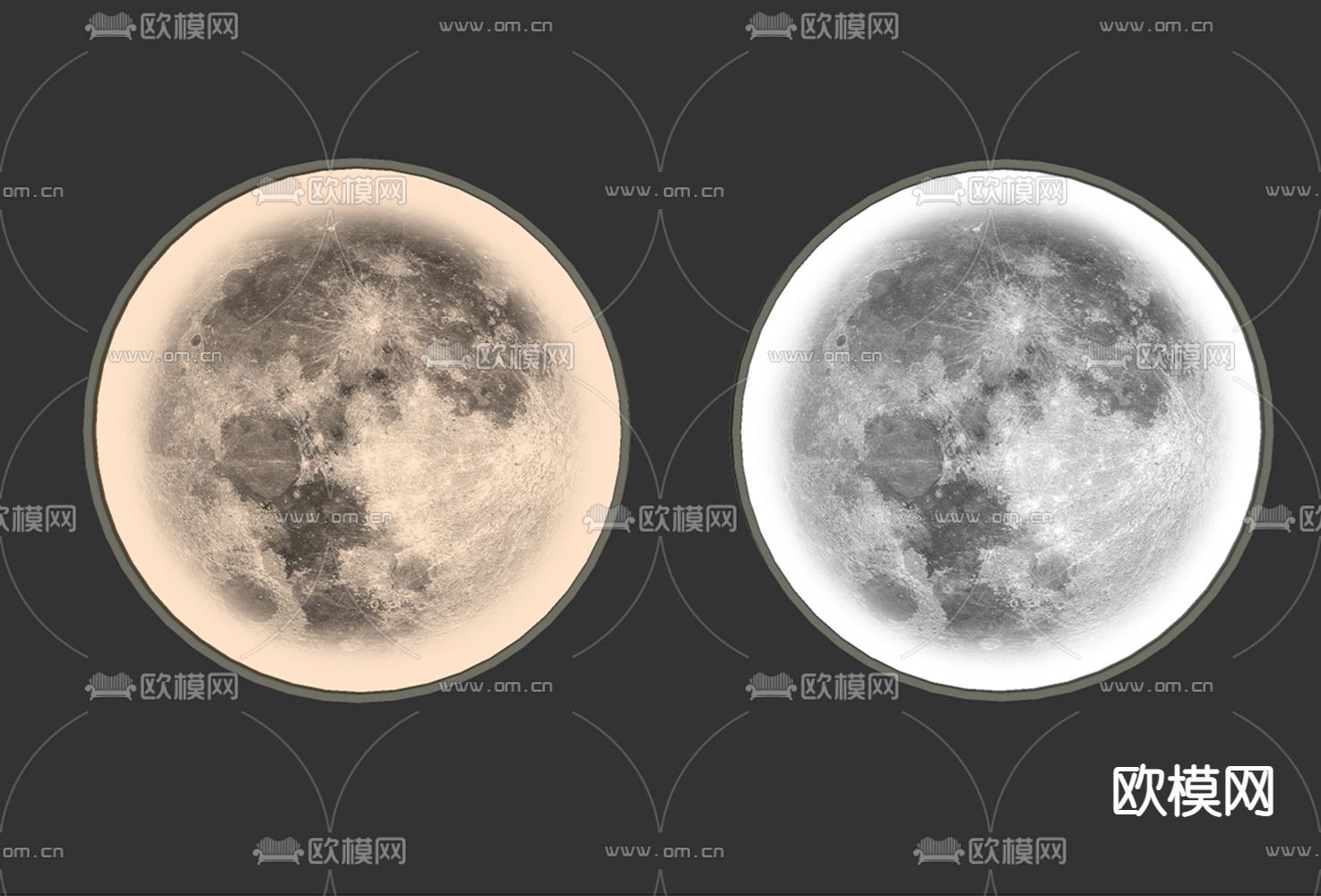现代月球壁灯su模型下载（渲染图2）