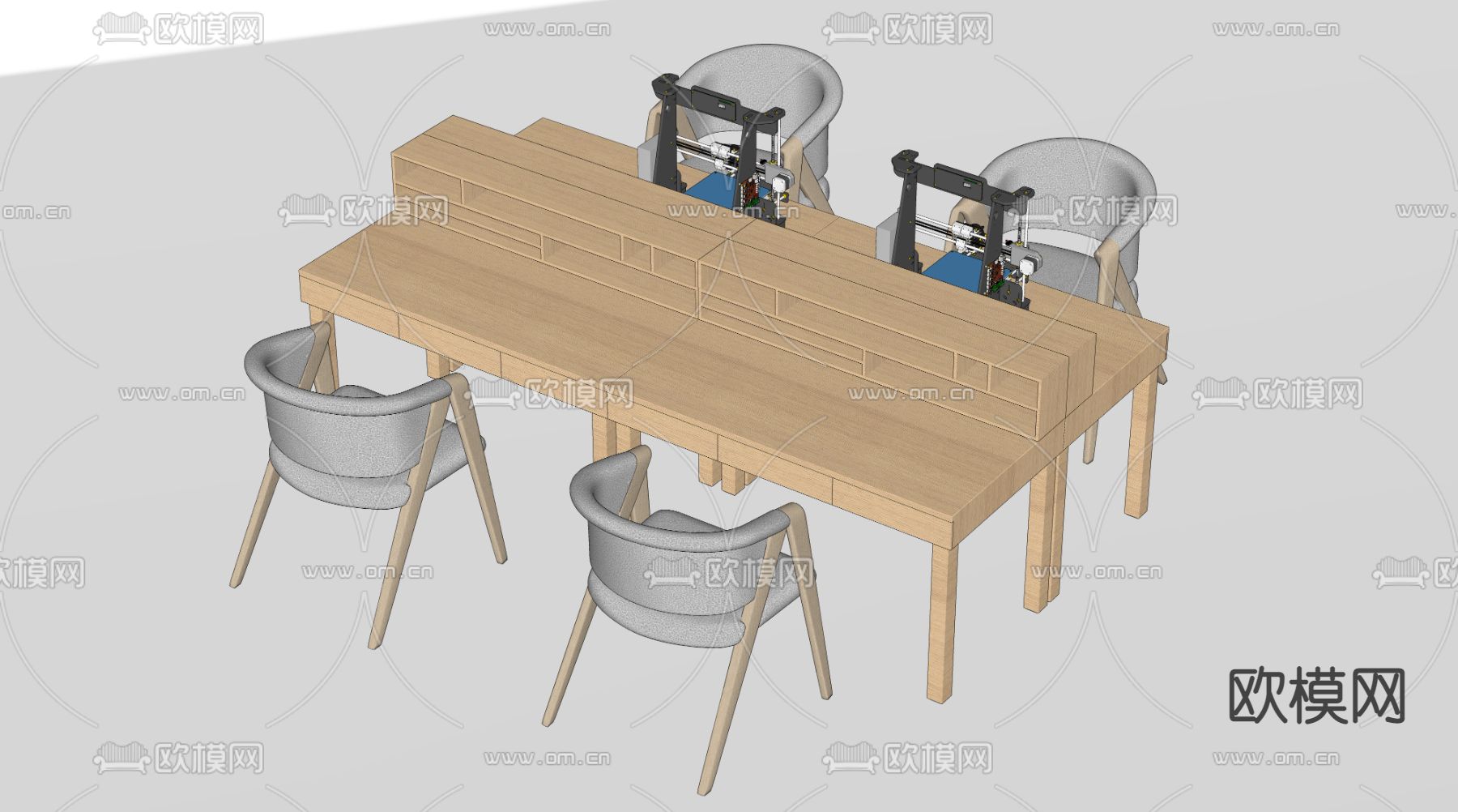 现代木工操作台su模型下载（渲染图2）