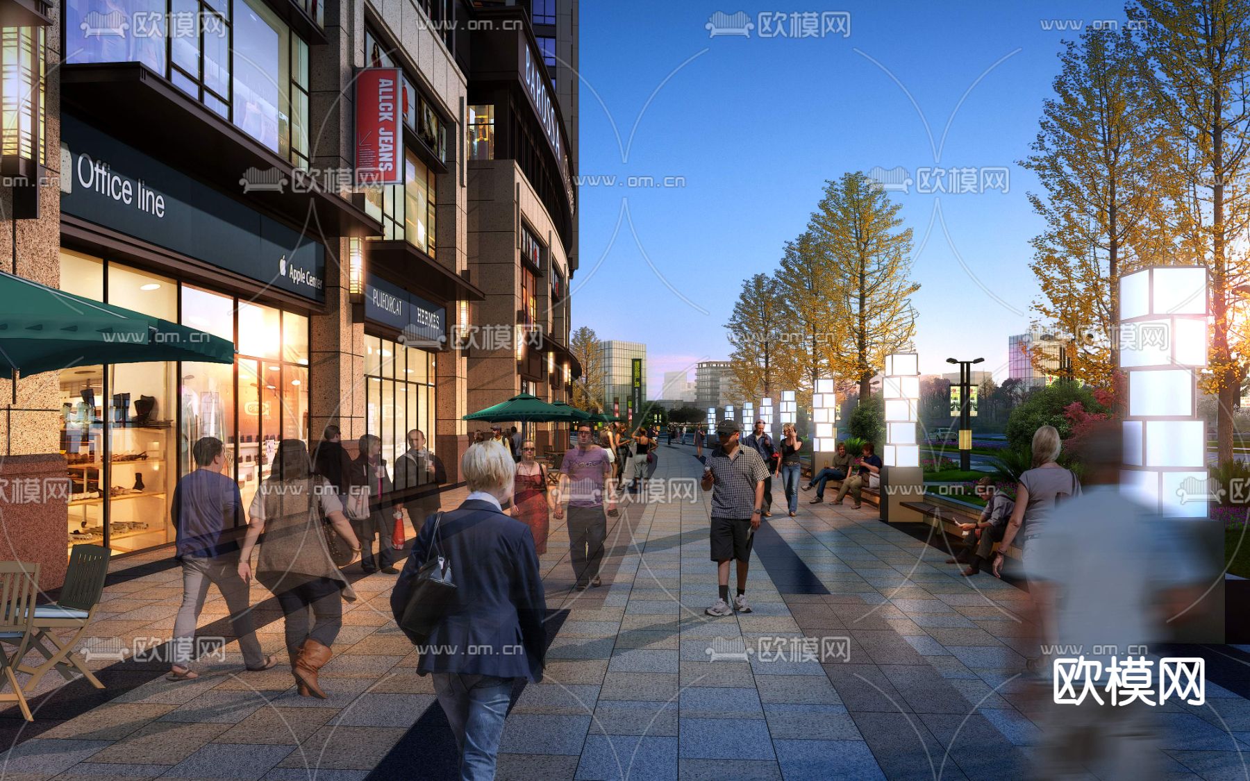 现代商业街步行街psd下载