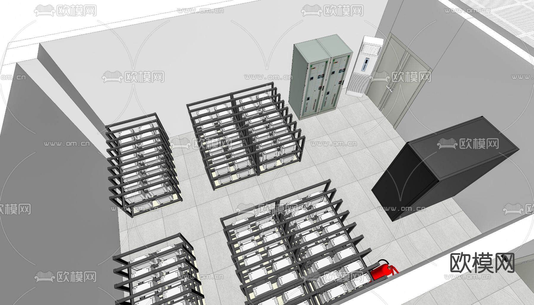 现代服务器机房数据中心su模型下载（渲染图3）