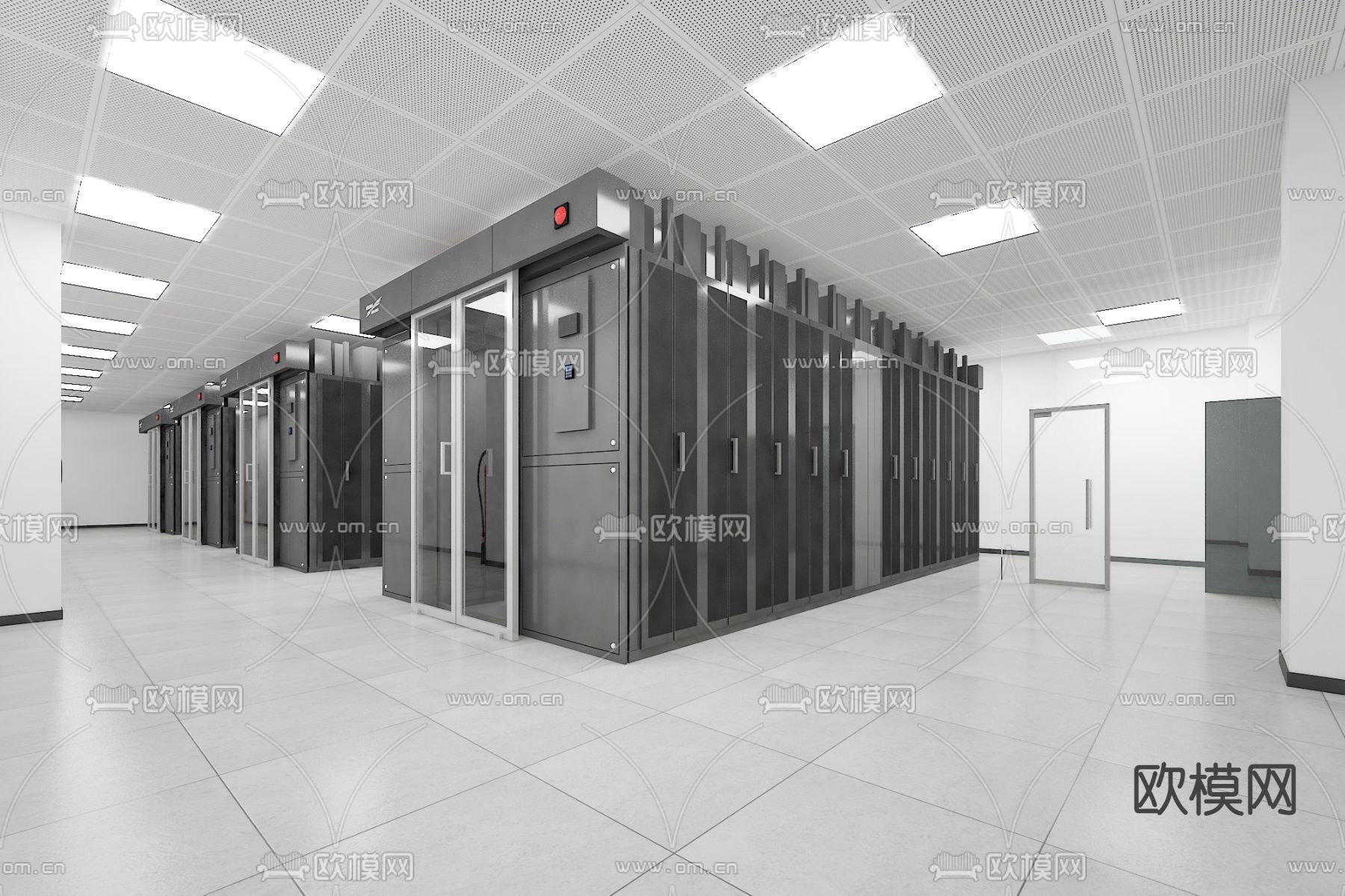 现代服务器机房数据中心su模型下载（渲染图1）