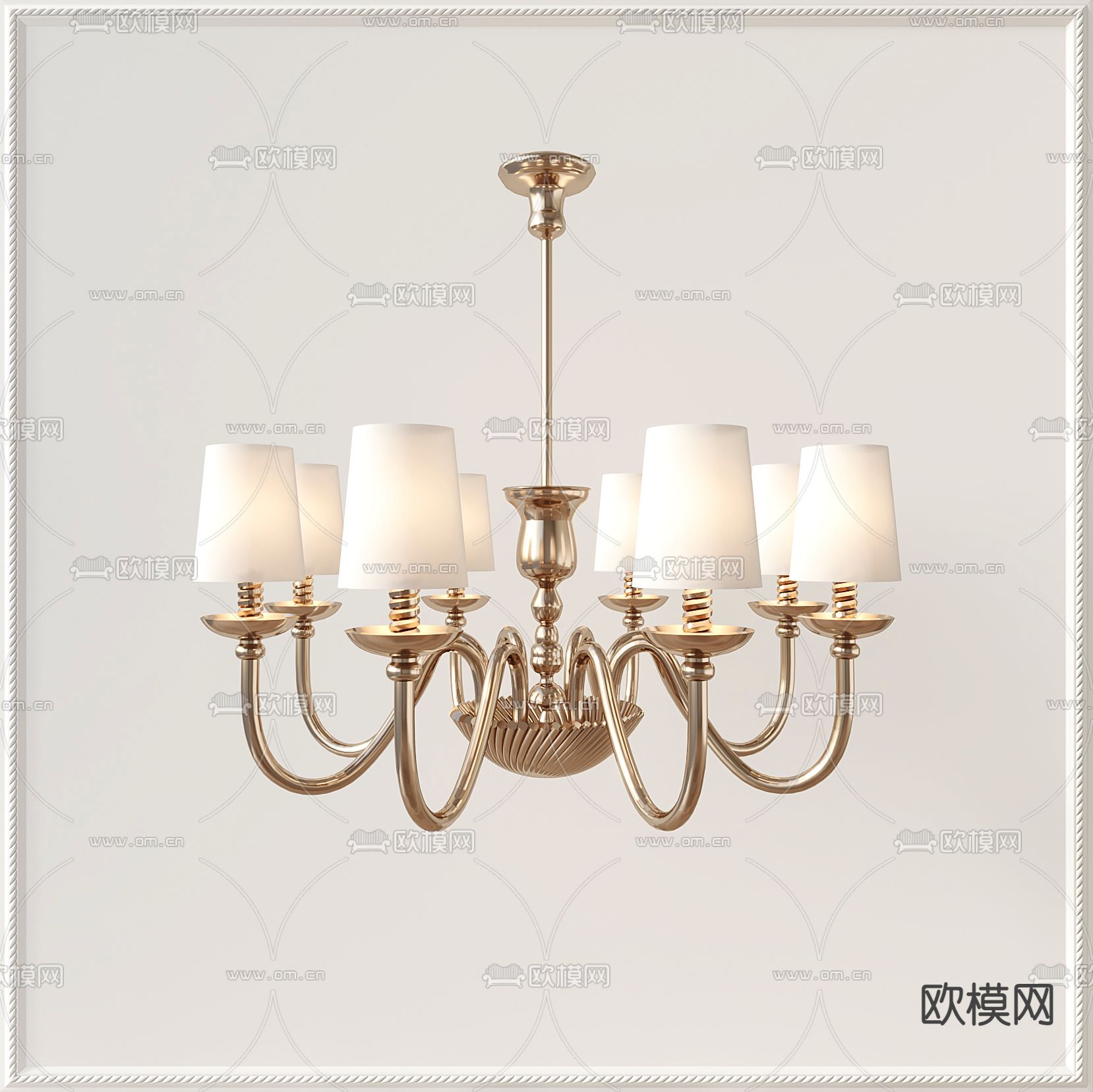 美式轻奢多头吊灯3d模型下载