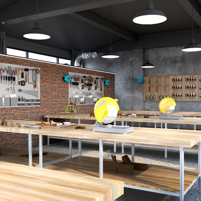  现代工厂车间su模型 