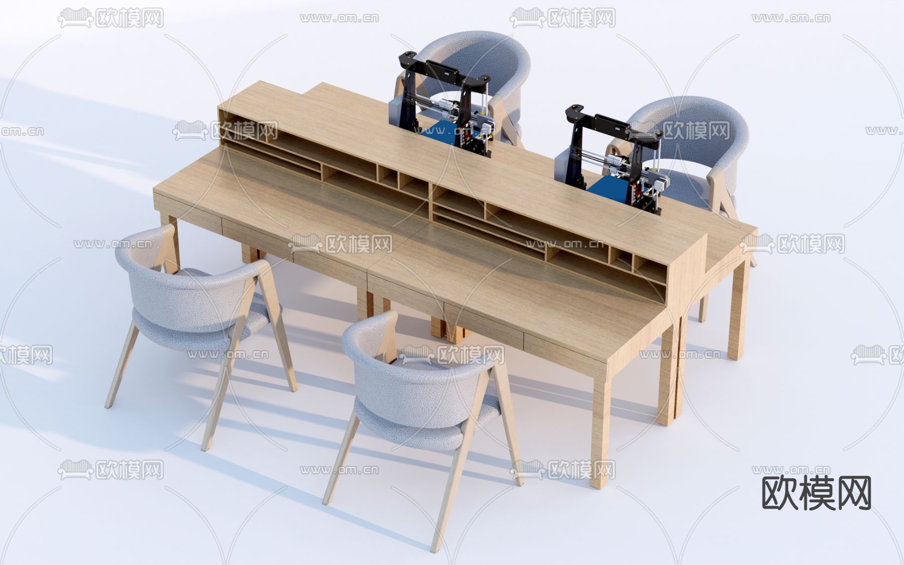 现代木工操作台su模型下载（渲染图1）