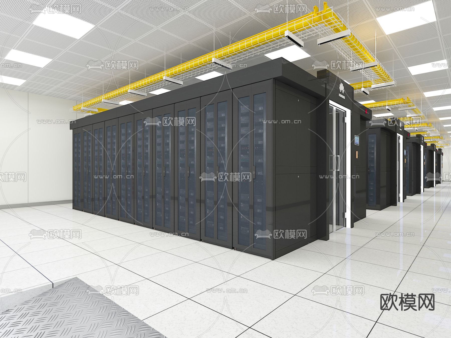 现代机房su模型下载（渲染图1）