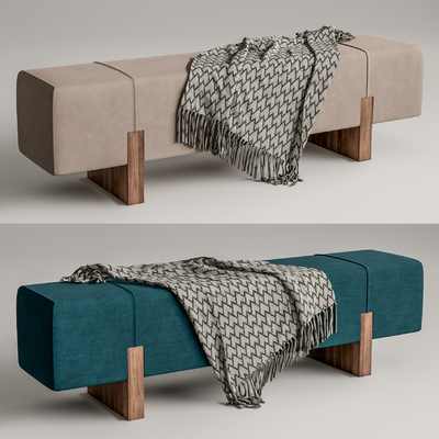  新中式床尾凳脚踏su模型 