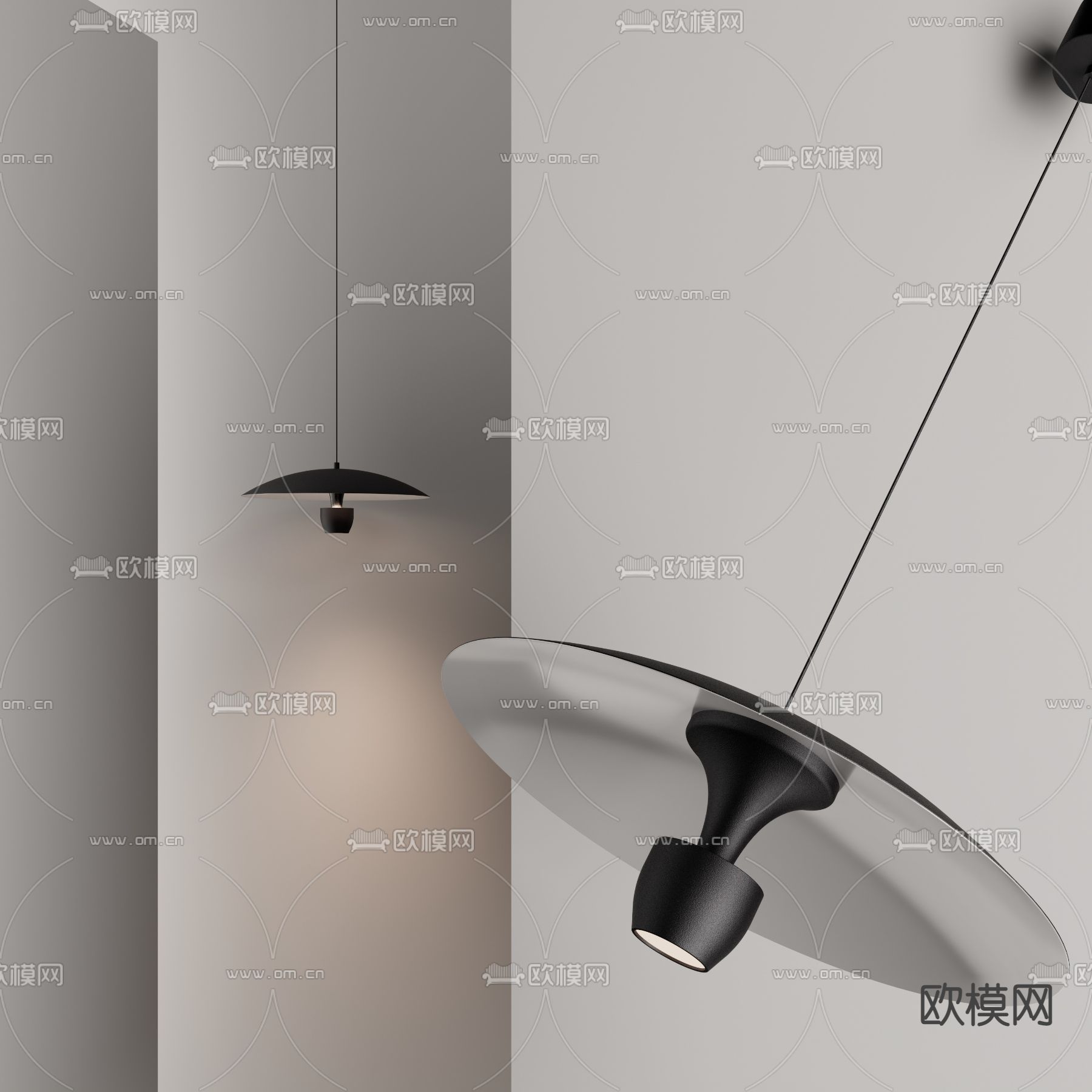 现代飞碟吊灯3d模型下载_ID12104984_3dmax免费模型-欧模网