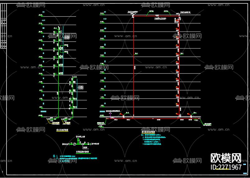 雍锦府8号楼给排水CAD施工图下载（渲染图3）