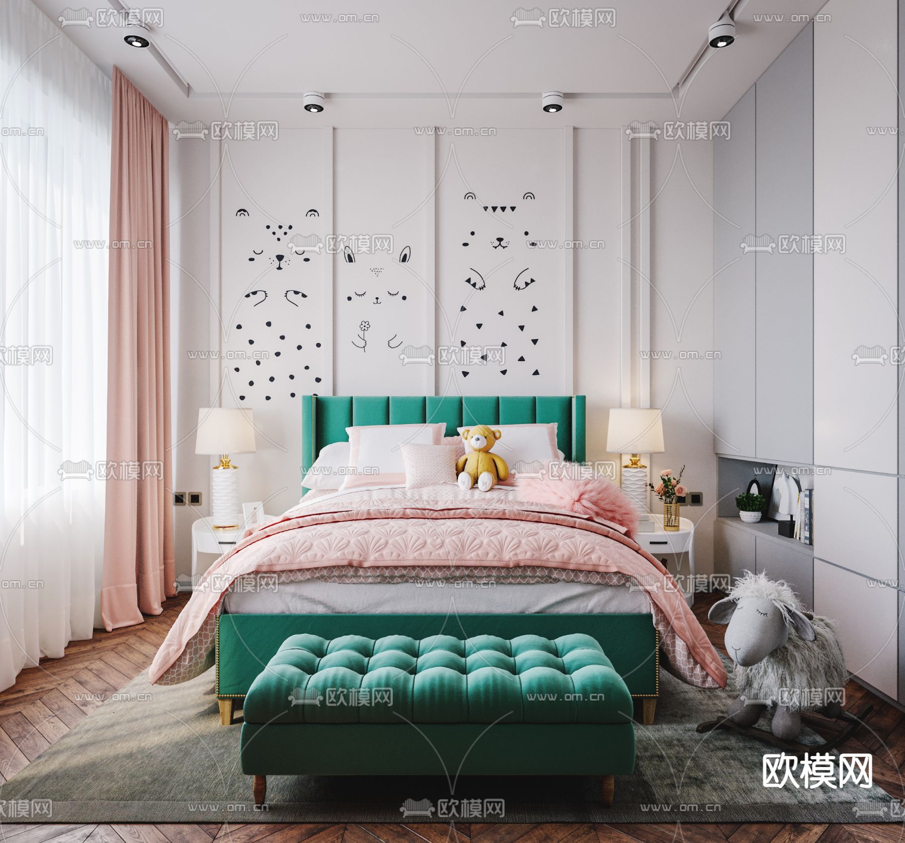 北欧风女儿房3d模型下载