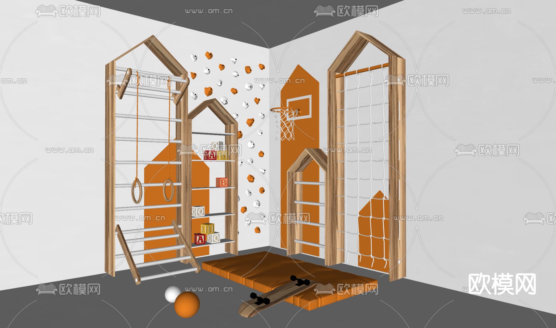 现代攀爬玩具su模型下载（渲染图2）