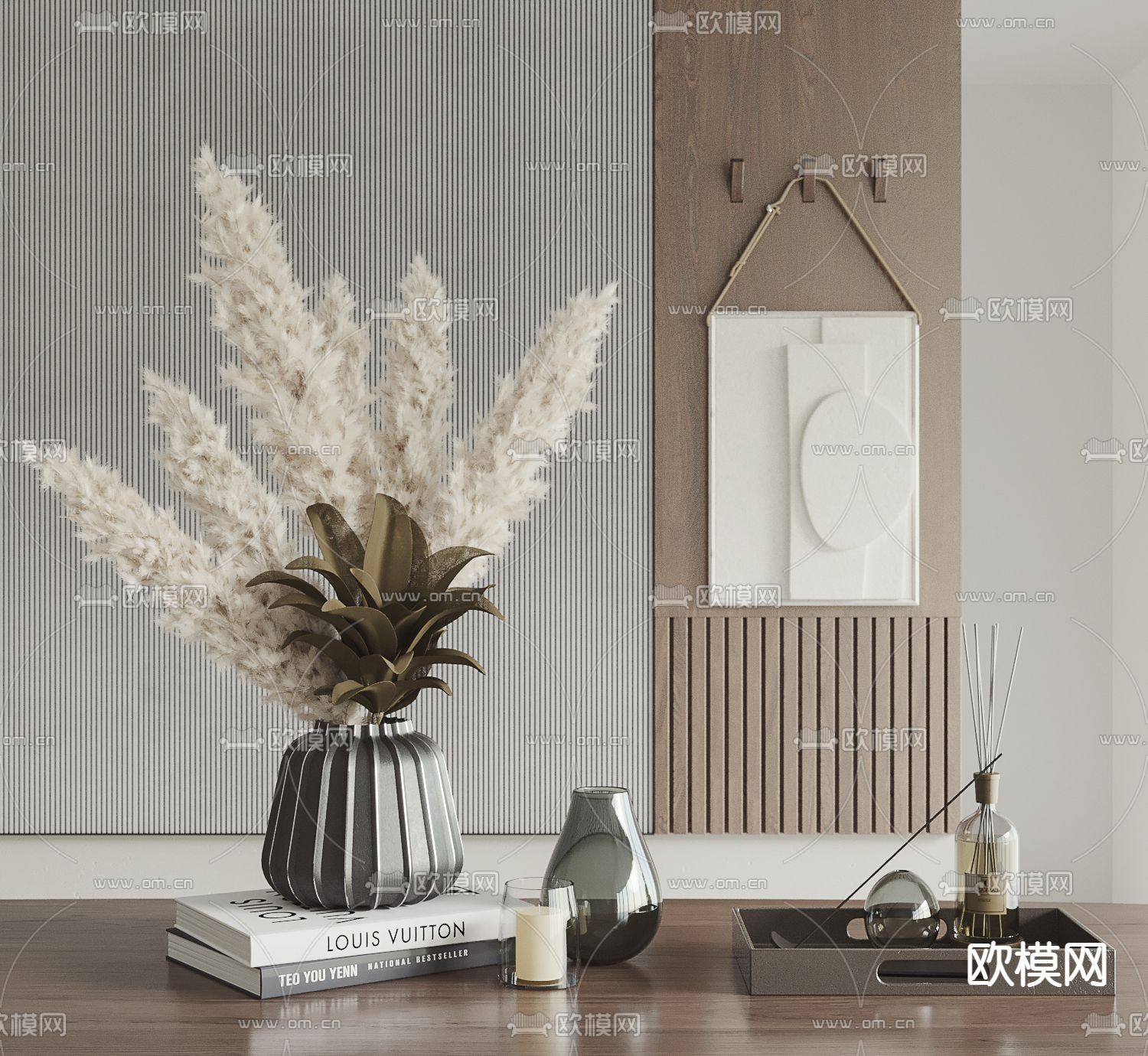 现代插花摆件组合3d模型下载_ID12108492_3dmax免费模型-欧模网