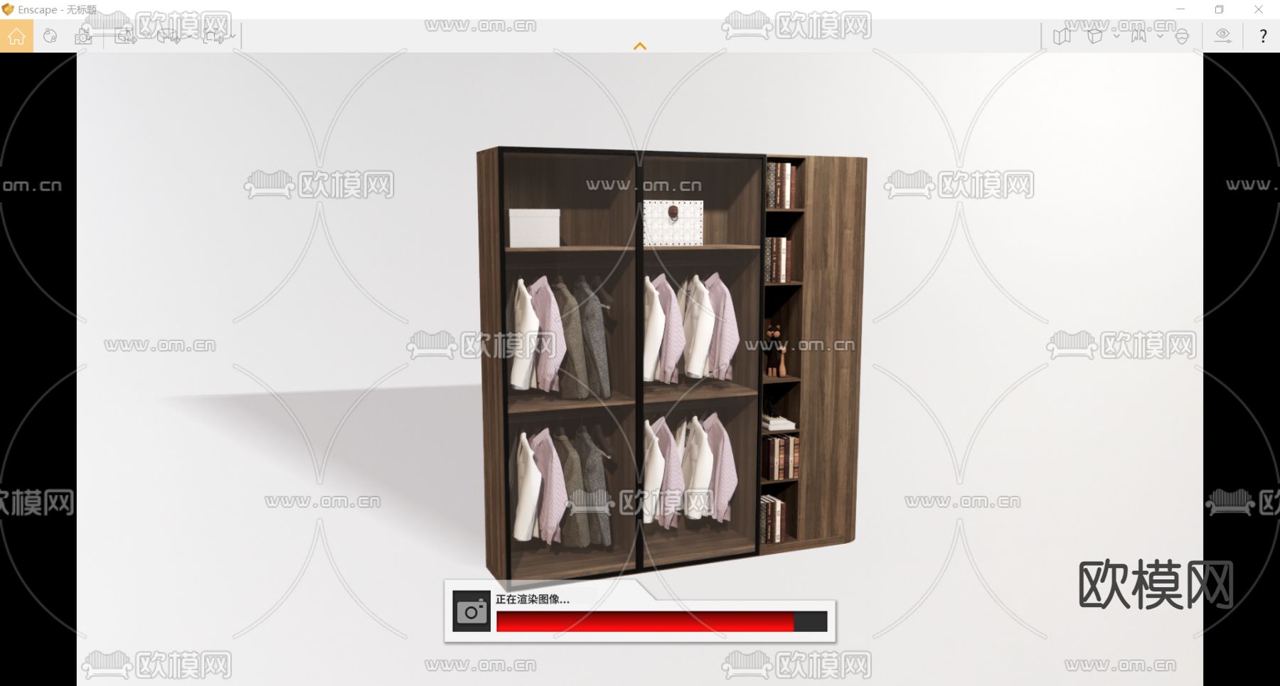 北欧实木衣柜su模型下载（渲染图2）