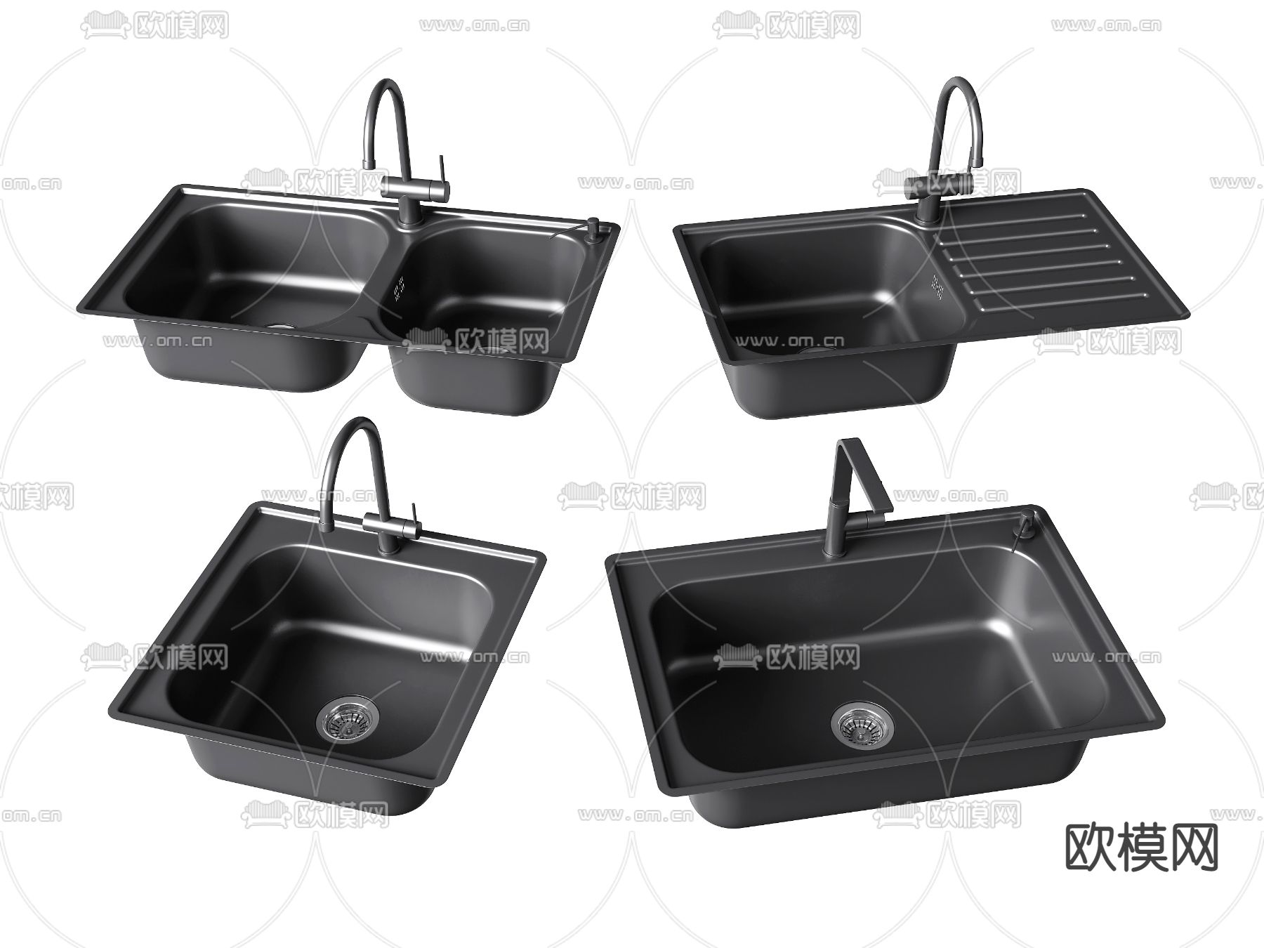 现代洗菜盆水槽su模型下载（渲染图1）