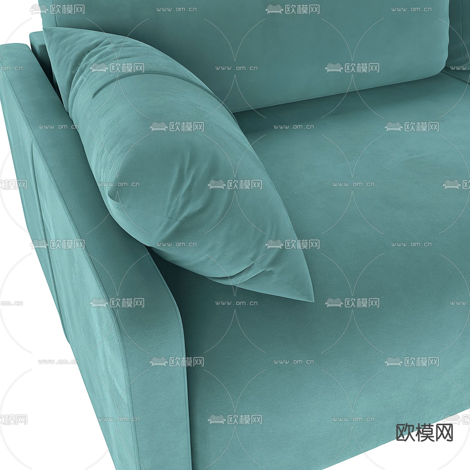 现代绿色双人沙发3d模型下载（渲染图2）