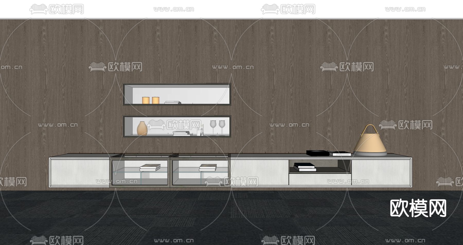 Minotti 白色电视柜su模型下载（渲染图2）
