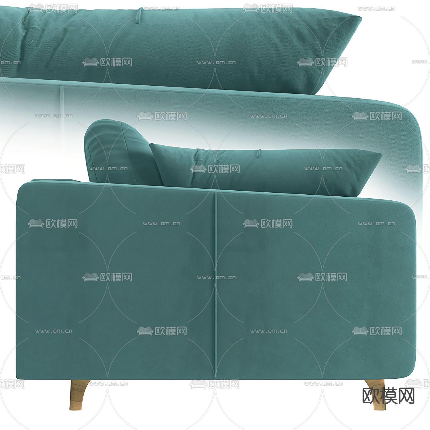 现代绿色双人沙发3d模型下载（渲染图4）