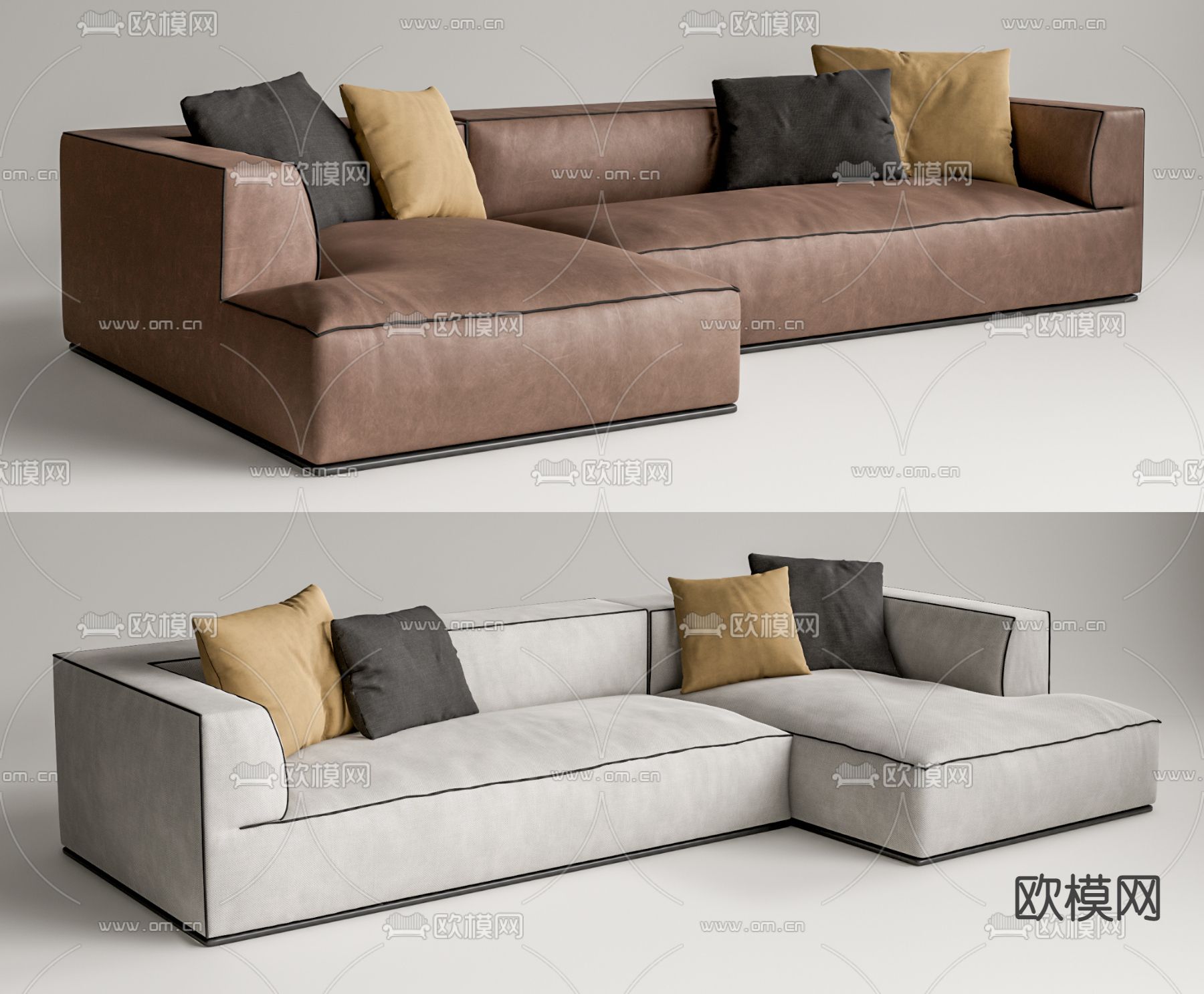 现代转角沙发su模型
