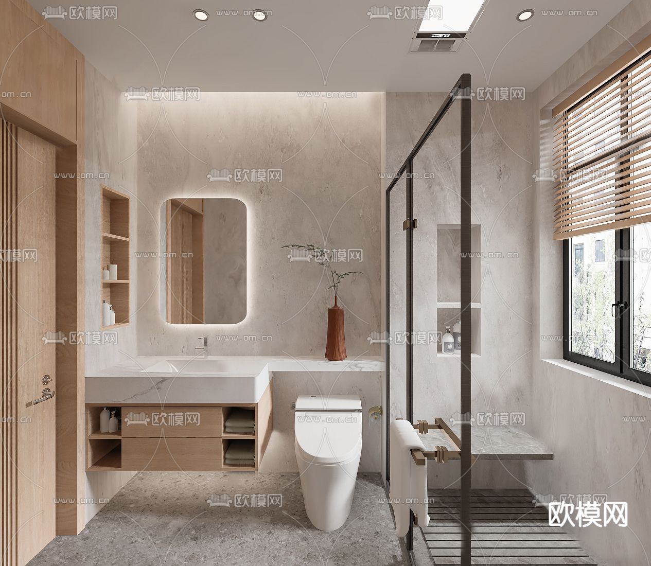 北欧卫生间浴室su模型下载（渲染图1）