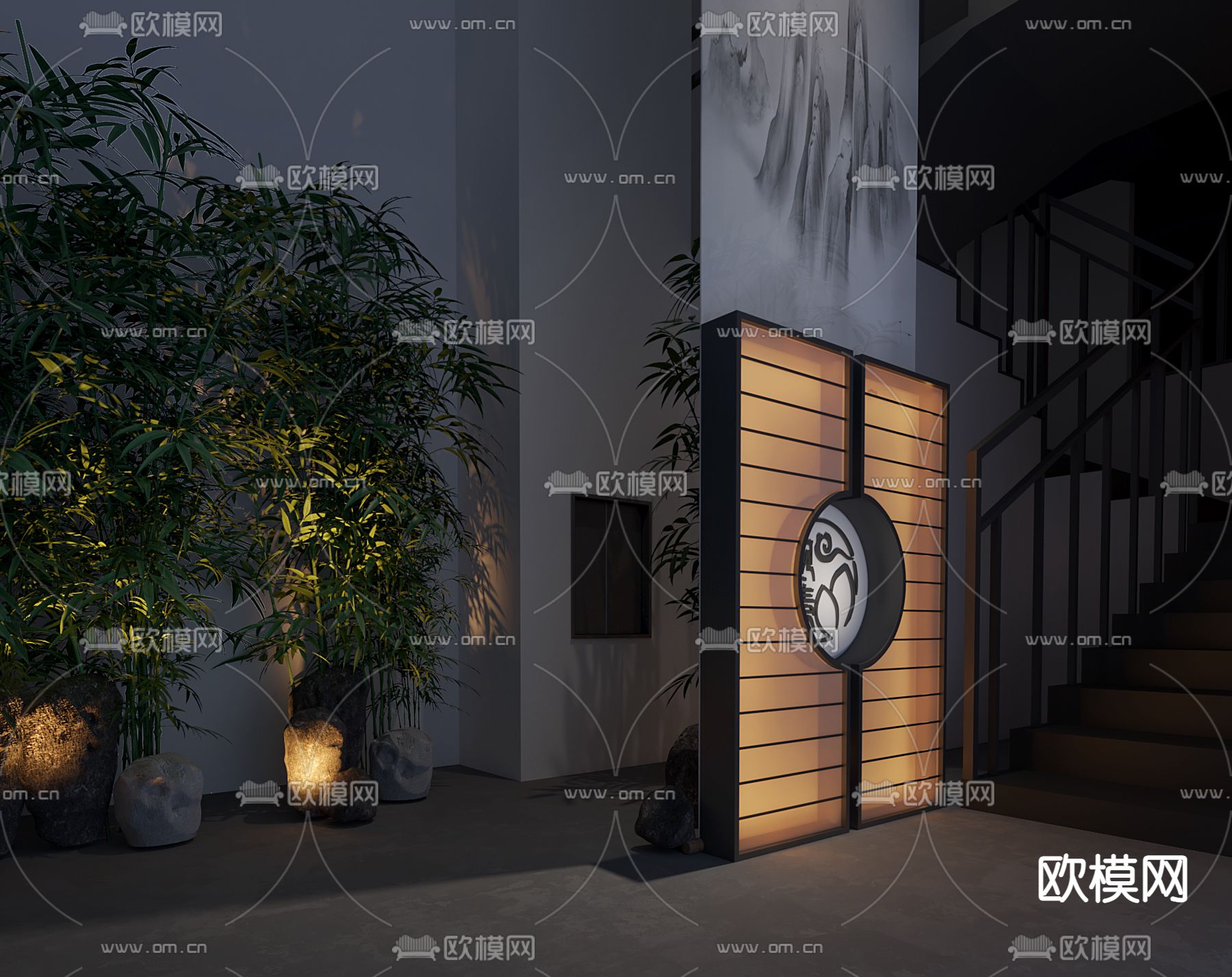 新中式茶楼3d模型下载（渲染图4）