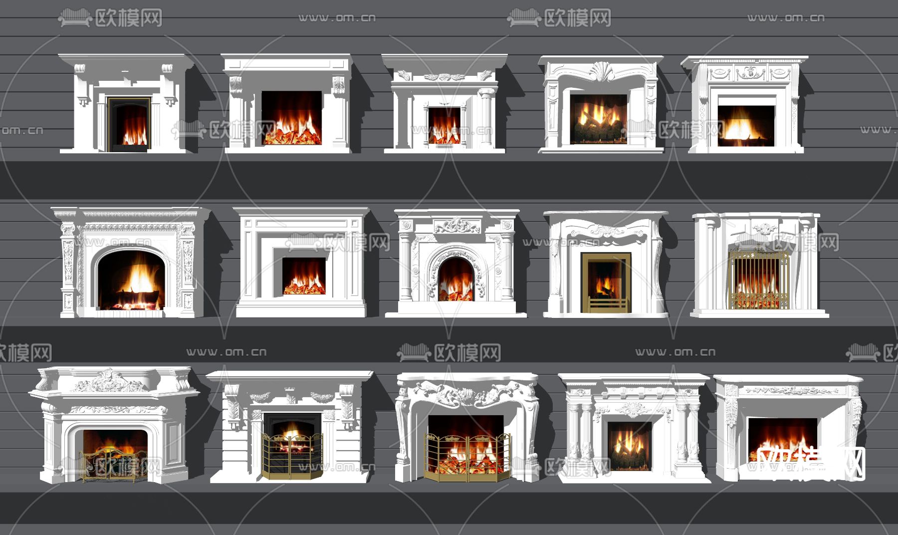 欧式壁炉su模型下载（渲染图2）