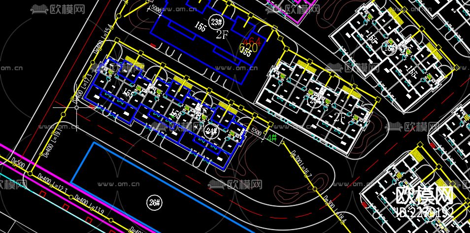 四河乡水岸嘉苑室外管网工程给排水cad施工图下载（渲染图4）