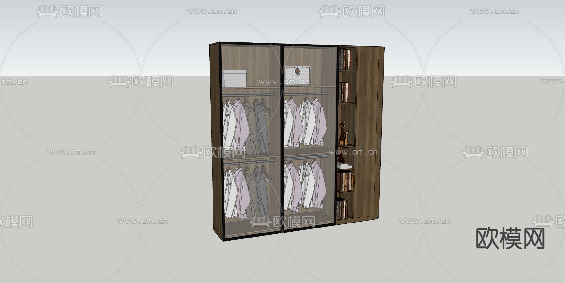 北欧实木衣柜su模型下载（渲染图3）