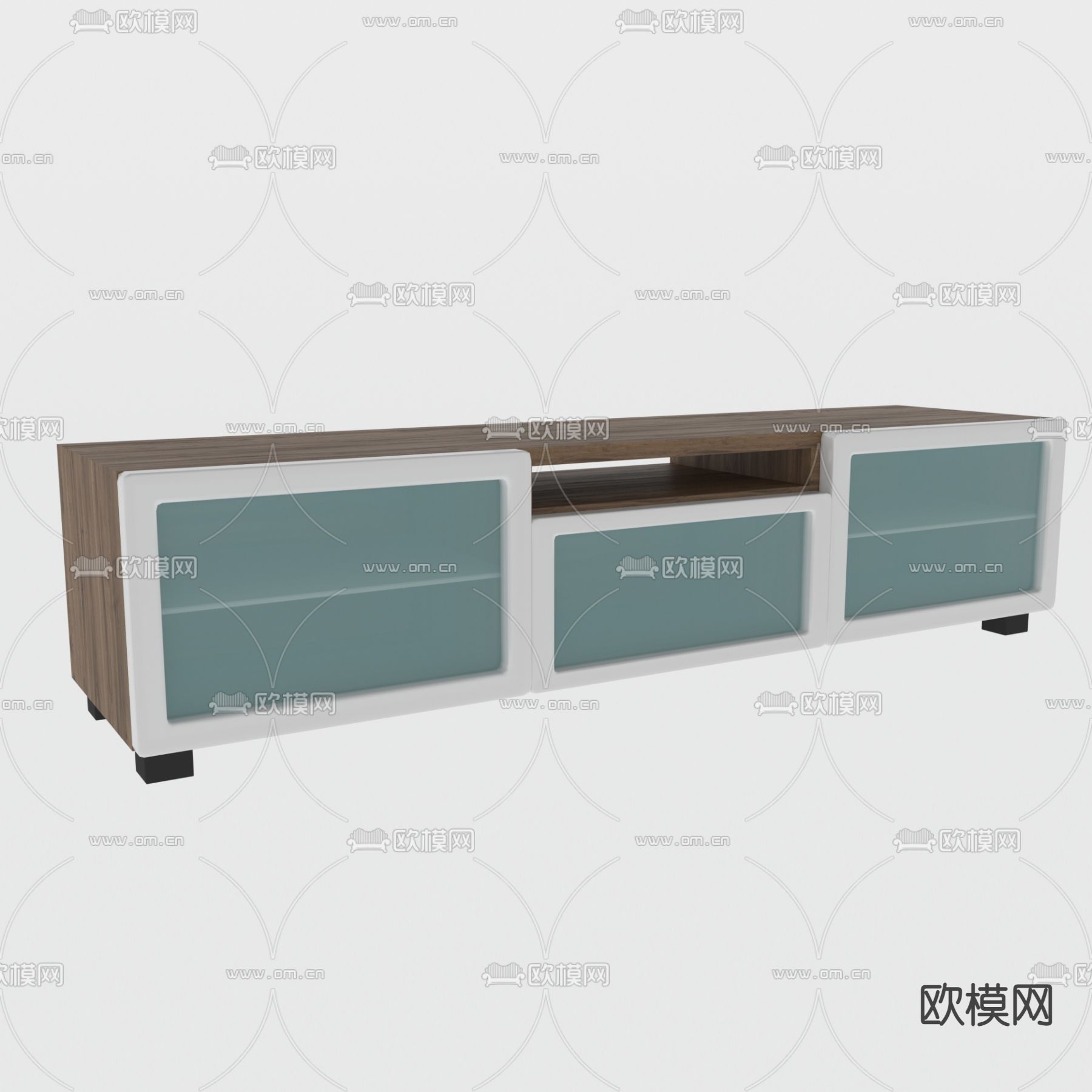 北欧简约实木电视柜免费3d模型下载